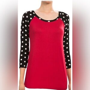 NWOT BLACK & RED POLKA-DOT TOP - MEDIUM